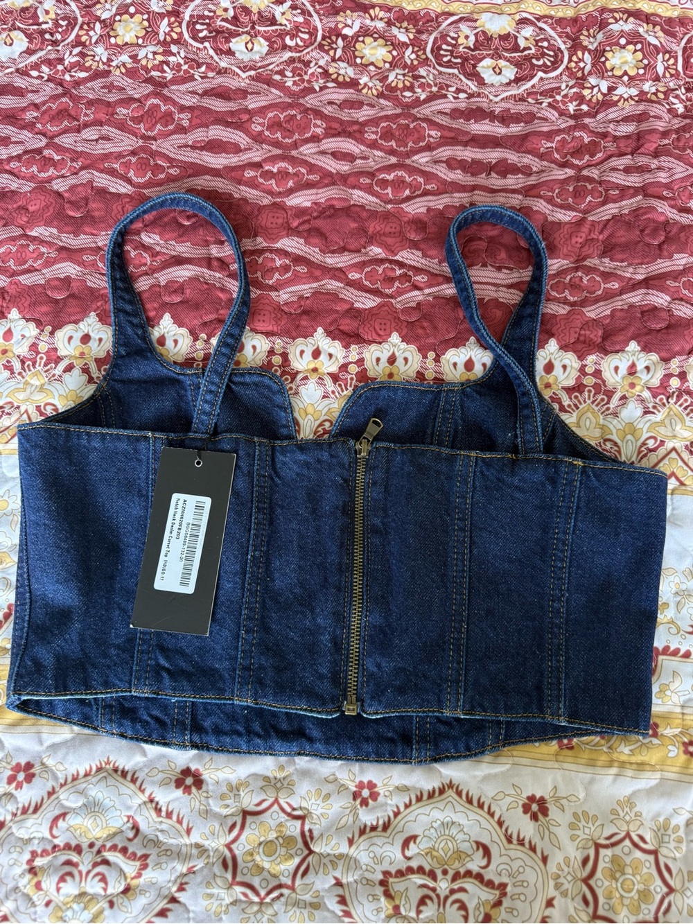 Nasty Gal Dark Blue Denim Cropped Bustier - Picture 2 of 2